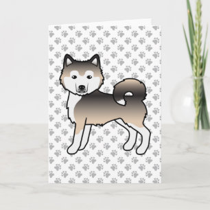 Sable Alaskan Malamute Niedlich Cartoon Dog Karte