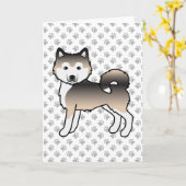 Sable Alaskan Malamute Niedlich Cartoon Dog Karte (Gelbe Blume)