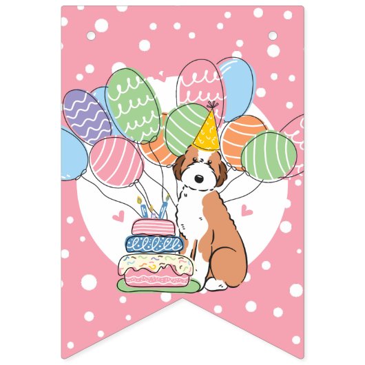 Sable Aussiedoodle Dog Happy Birthday Party Wimpelkette (Erste Fahne)