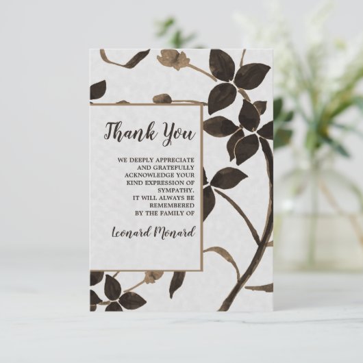 Sable-Blätter-Begräbnis danken Ihnen Karten (Stehend Vorderseite)