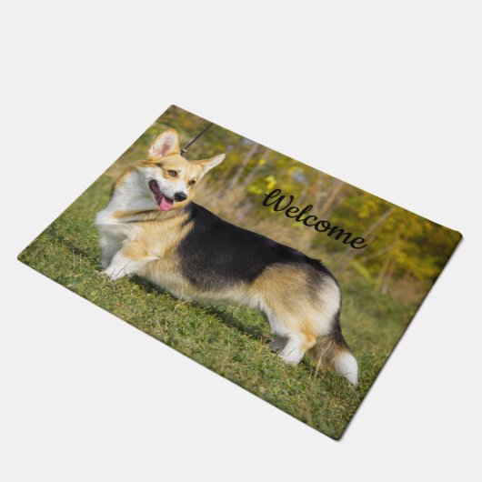 Sable Cardigan Welsh Corgi Dog Fußmatte (Schrägansicht)