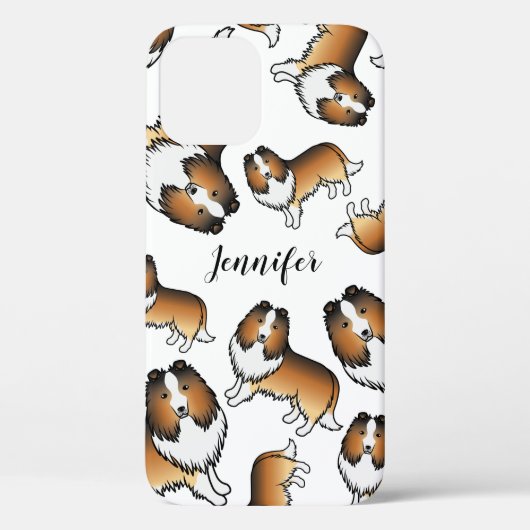 Sable Cartoon Sheltie Dog Muster & Name Case-Mate iPhone Hülle (Rückseite)