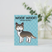 Sable Cartoon Siberian Husky Einladung (Stehend Vorderseite)
