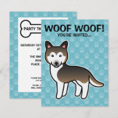 Sable Cartoon Siberian Husky Einladung (Vorne/Hinten)