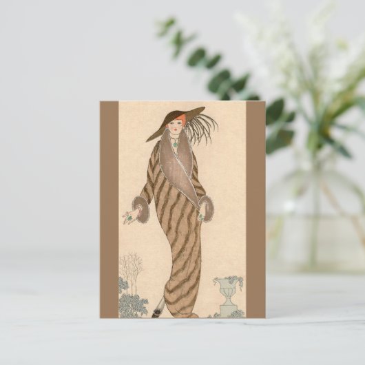 Sable Coat George Barbier Postkarte (Stehend Vorderseite)