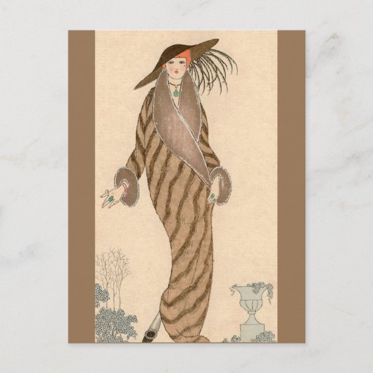 Sable Coat George Barbier Postkarte (Vorderseite)