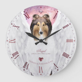 Sable Collie Angel Keepake, Pink Roman Dial - Große Wanduhr