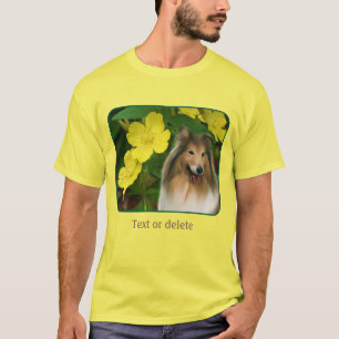 Sable Collie Gelbe Primel Hund Kunst  T-Shirt