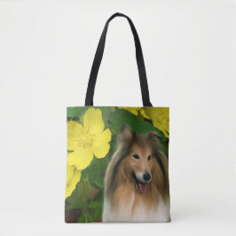 Sable Collie Yellow Primrose Dog Art Tasche