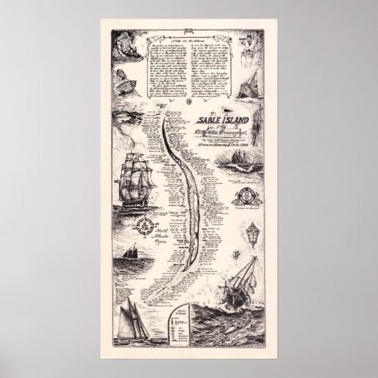 Sable Island Atlantic Graveyard Karte Poster (Vorne)