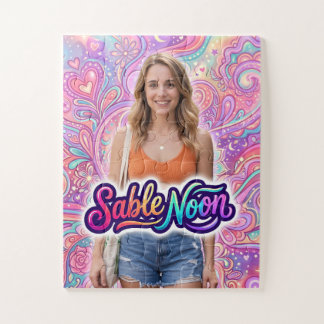 Sable Noon Beauty Pose #1 mit farbenfrohem Hinterg Puzzle