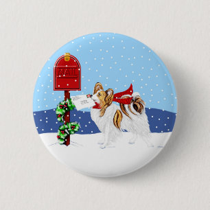 Sable Papillon Christmas Mail Button