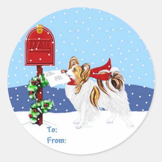 Sable Papillon Christmas Mail Runder Aufkleber (Vorderseite)