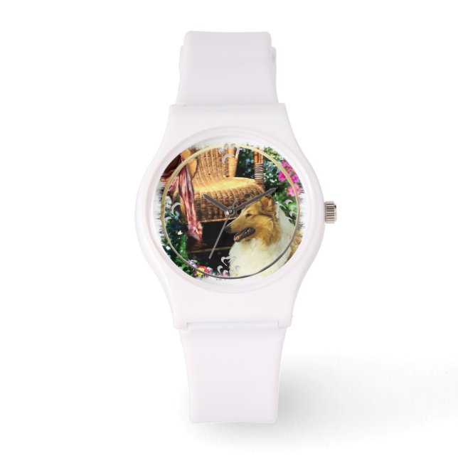 Sable Rough Collie Art Armbanduhr (Vorderseite)