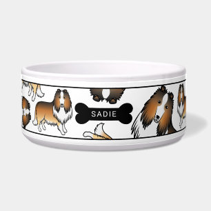 Sable Rough Collie Hunde Muster & Name Napf