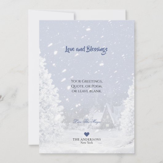 Sable Rough Collie & Lamm in Snow - Weihnachtskart (Rückseite)