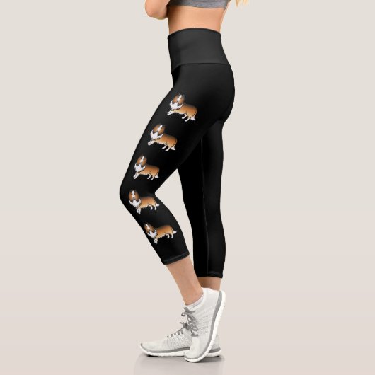 Sable Rough Collie Niedlich Cartoon Dog Capri Leggings (Links)