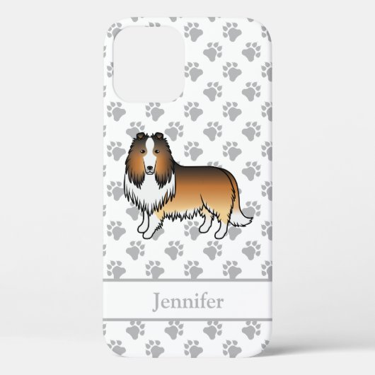 Sable Rough Collie Niedlich Cartoon Dog & Name Case-Mate iPhone Hülle (Rückseite)