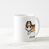 Sable Rough Collie Niedlich Cartoon Dog & Name Kaffeetasse (VorderseiteRechts)