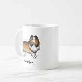 Sable Rough Collie Niedlich Cartoon Dog & Name Kaffeetasse (Vorderseite Links)