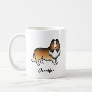 Sable Rough Collie Niedlich Cartoon Dog & Name Kaffeetasse