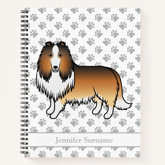 Sable Rough Collie Niedlich Cartoon Dog & Name Notizblock (Vorderseite)