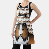 Sable Rough Collie Niedlich Cartoon Dog & Name Schürze (InSitu)