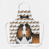 Sable Rough Collie Niedlich Cartoon Dog & Name Schürze (Vorderseite)