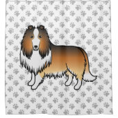 Sable Rough Collie Niedlich Cartoon Dog & Paws Duschvorhang (Vorderseite)
