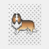 Sable Rough Collie Niedlich Cartoon Dog & Paws Fleecedecke (Vorderseite)