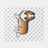 Sable Rough Collie Niedlich Cartoon Dog & Paws Fleecedecke (Vorderseite (Horizontal))
