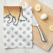 Sable Rough Collie Niedlich Cartoon Dog & Paws Geschirrtuch (Viertel Falte)