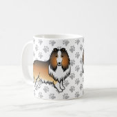 Sable Rough Collie Niedlich Cartoon Dog & Paws Kaffeetasse (Vorderseite Links)