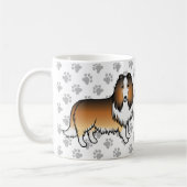 Sable Rough Collie Niedlich Cartoon Dog & Paws Kaffeetasse (Links)