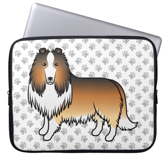 Sable Rough Collie Niedlich Cartoon Dog & Paws Laptopschutzhülle (Vorderseite)
