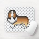 Sable Rough Collie Niedlich Cartoon Dog & Paws Mousepad (Mit Mouse)