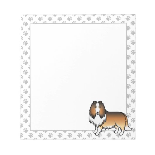 Sable Rough Collie Niedlich Cartoon Dog & Paws Notizblock (Vorderseite)