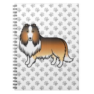 Sable Rough Collie Niedlich Cartoon Dog & Paws Notizblock