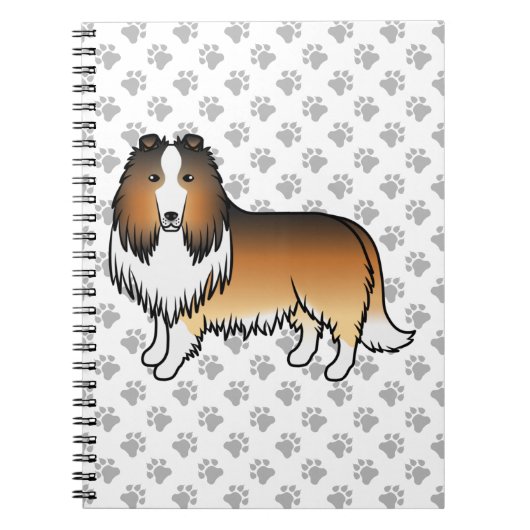 Sable Rough Collie Niedlich Cartoon Dog & Paws Notizblock (Vorderseite)