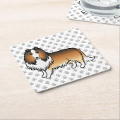 Sable Rough Collie Niedlich Cartoon Dog & Paws Rechteckiger Pappuntersetzer (angewinkelt)