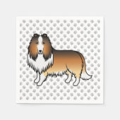 Sable Rough Collie Niedlich Cartoon Dog & Paws Serviette (Vorderseite)