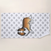 Sable Rough Collie Niedlich Cartoon Dog & Paws Strandtuch (Vorderseite)