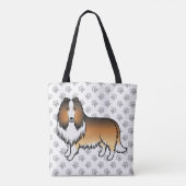 Sable Rough Collie Niedlich Cartoon Dog & Paws Tasche (Rückseite)