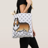 Sable Rough Collie Niedlich Cartoon Dog & Paws Tasche (Von Nahem)
