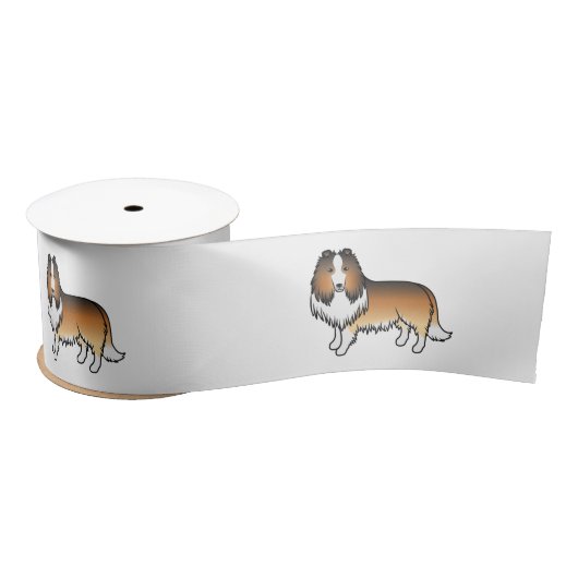 Sable Rough Collie Niedlich Cartoon Dog Satinband (Spule)