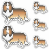 Sable Rough Collie Niedlich Cartoon Hunde Aufkleber (Vorderseite)