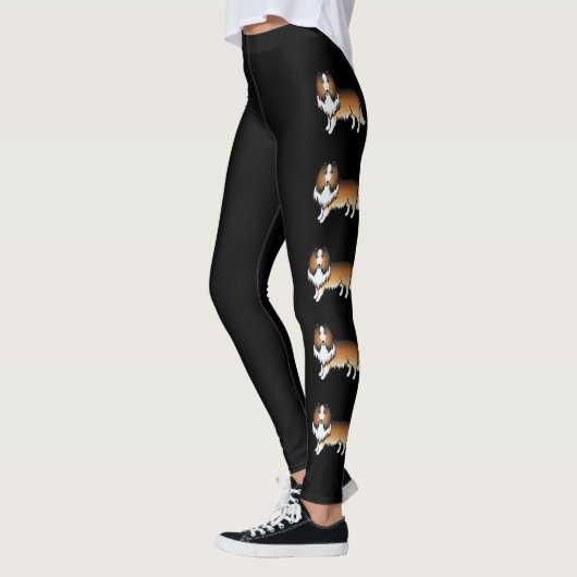 Sable Rough Collie Niedlich Cartoon Hunde Leggings (Links)