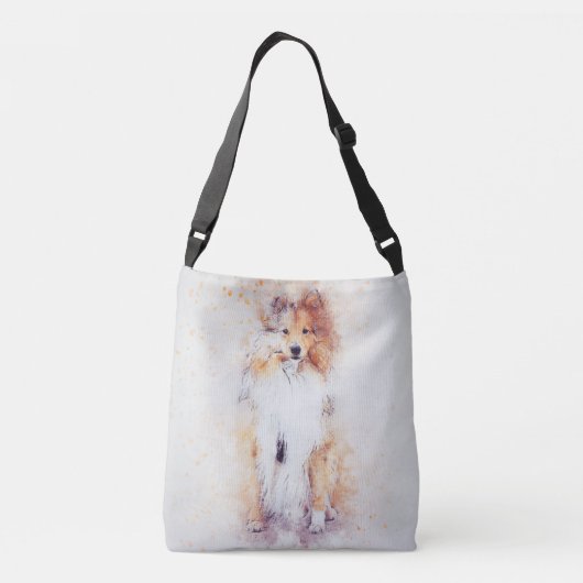 Sable Rough Collie Puppy Crossbody Bag Tragetaschen Mit Langen Trägern (Rückseite)