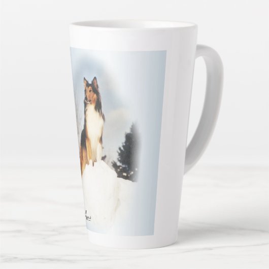 Sable Rough Collie spendet Zwei-Tone-Kaffee-Tasse Milchtasse (Rechte Ecke)