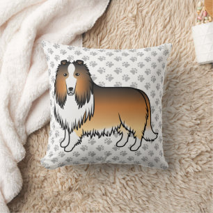 Sable Rough Collie Süßer Cartoon-Hund & Pfoten Kissen